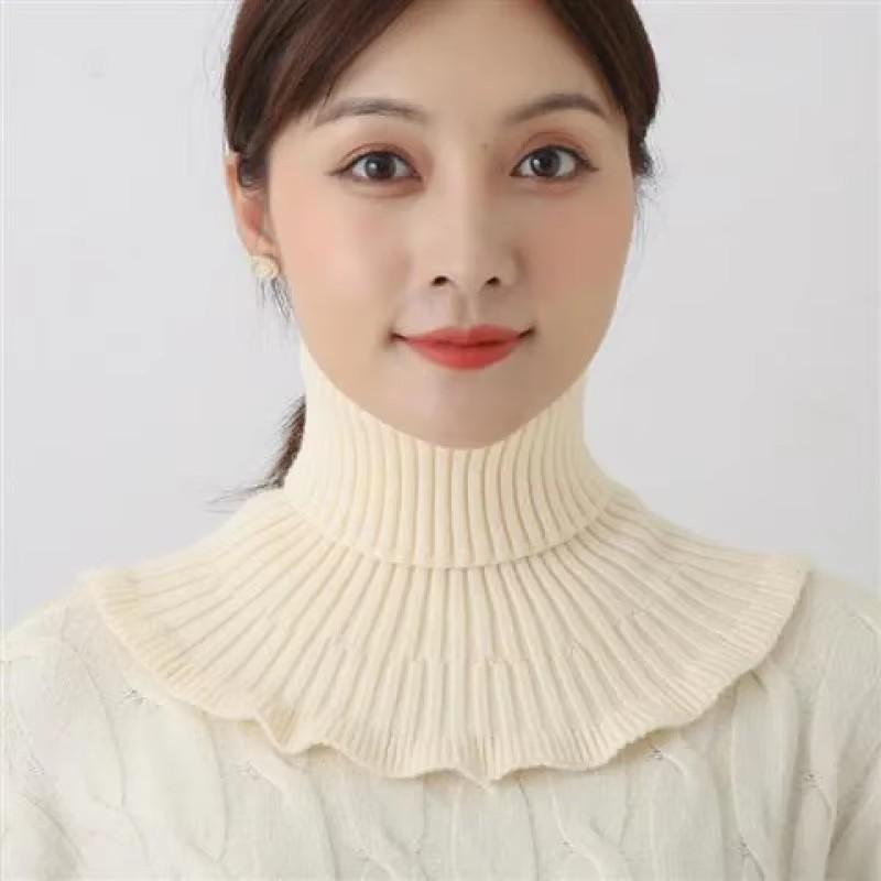 

Fashionable black and white Knitted False Neck Scarf - Soft Thick and Warm with Elegant Ruffle Edge Design for Women бежевый