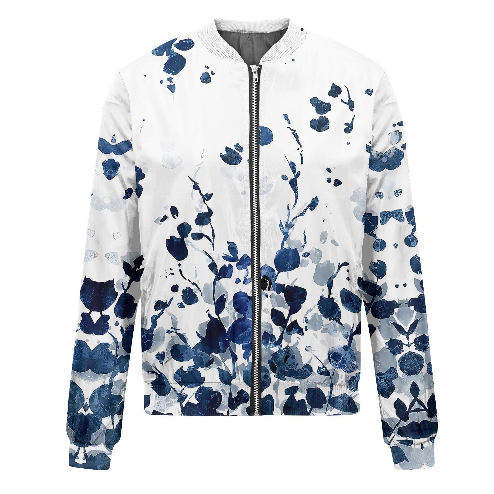 Женская модная повседневная куртка на молнии с длинным рукавом с принтом и круглым — фото 4