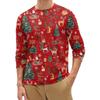 Men's Fashion Printed Round Neck Long Sleeve Bottoming Shirt Top
