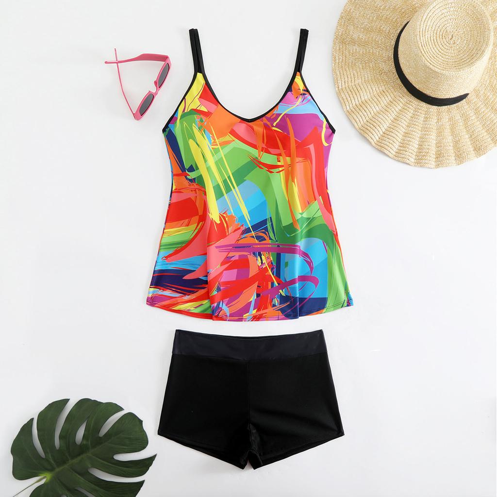 Women's Two Piece Tankini Swimsuit Set with Built-in Bra and Skirt Style Bottoms Stretchy Fabric for Comfortable Fit and Support