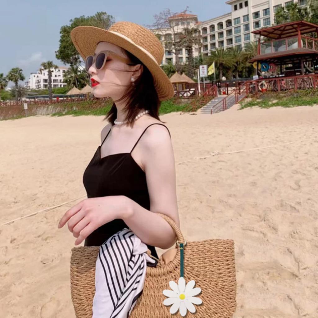 Handmade Daisy Sunflower Charm Keychains PU Leather Pendant Keyring Unique Bag Pendant Keychain Handbag Accessories