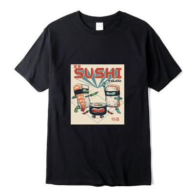 Vintage Anime Shirt Funny Sushi Graphic Tshirts Women Men Summer Casual Cool Loose Tee Ropa Hombre Camisetas De Mujer