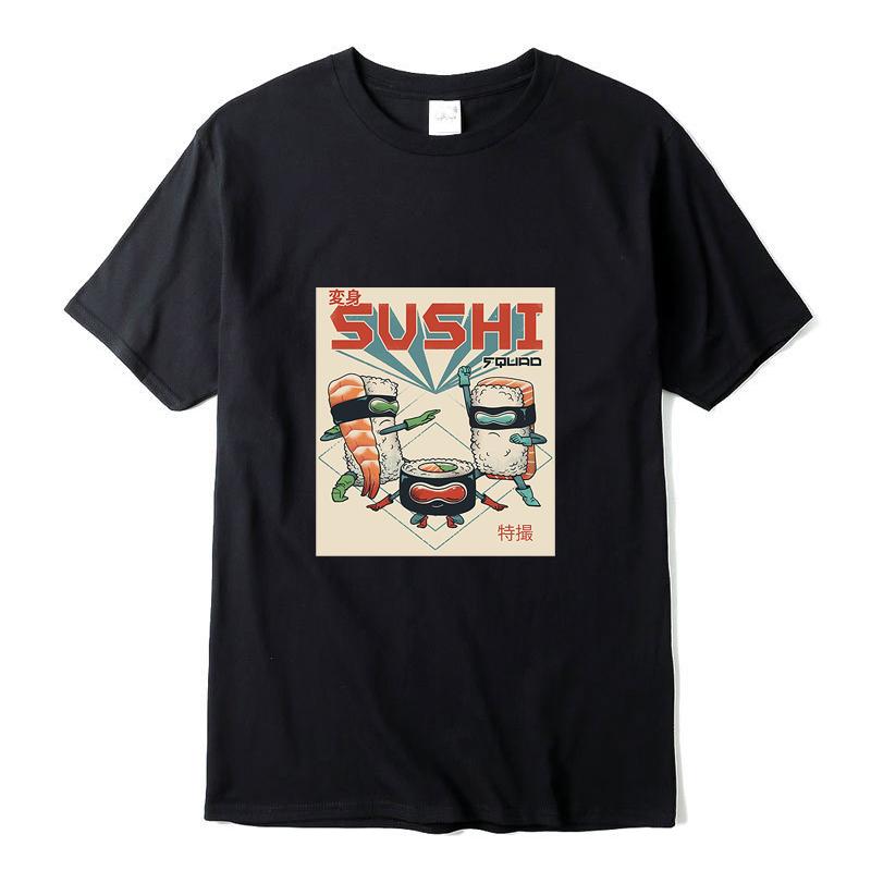 Vintage Anime Shirt Funny Sushi Graphic Tshirts Women Men Summer Casual Cool Loose Tee Ropa Hombre Camisetas De Mujer