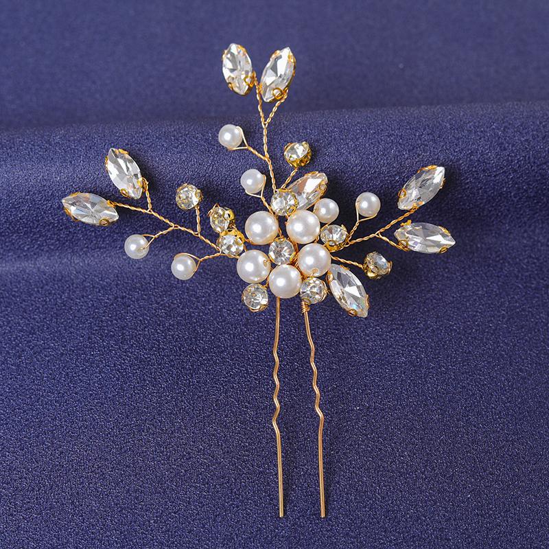 Gold Color Trendy Crystal Hair Pin For Women Party Rhinestone Hair Clip Pin Bridal Wedding Hair Accessories Jewelry Hairpin Gift