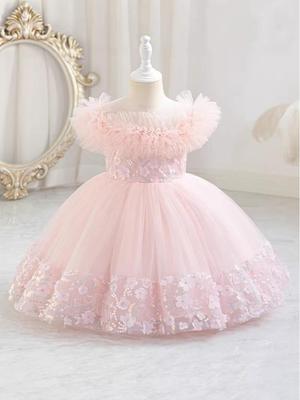 Flauschiges Tüll-Prinzessinnenkleid für Babys & Kleinkinder: Sommerhochzeit, Party, Erstgeburtstags-Outfit