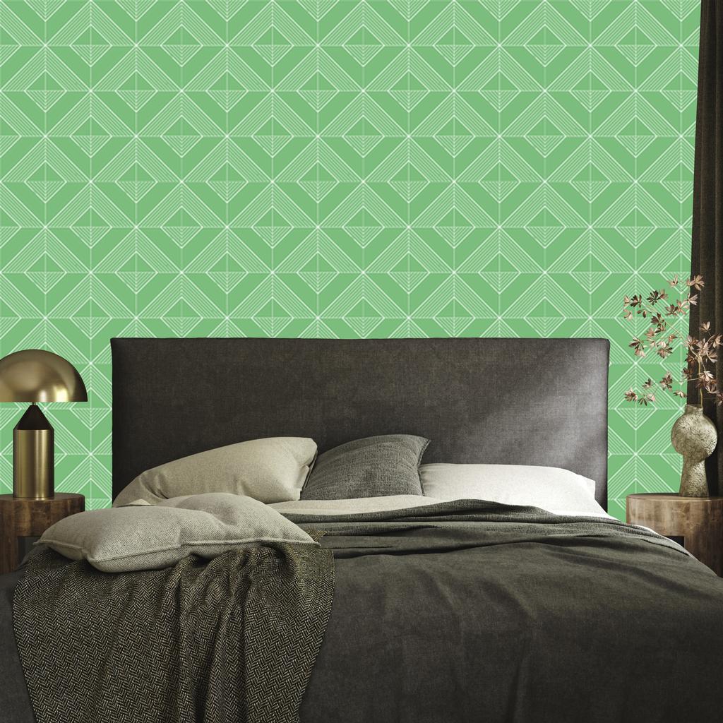 Wallpaper Geometric rhombuses green, green background 50x1000