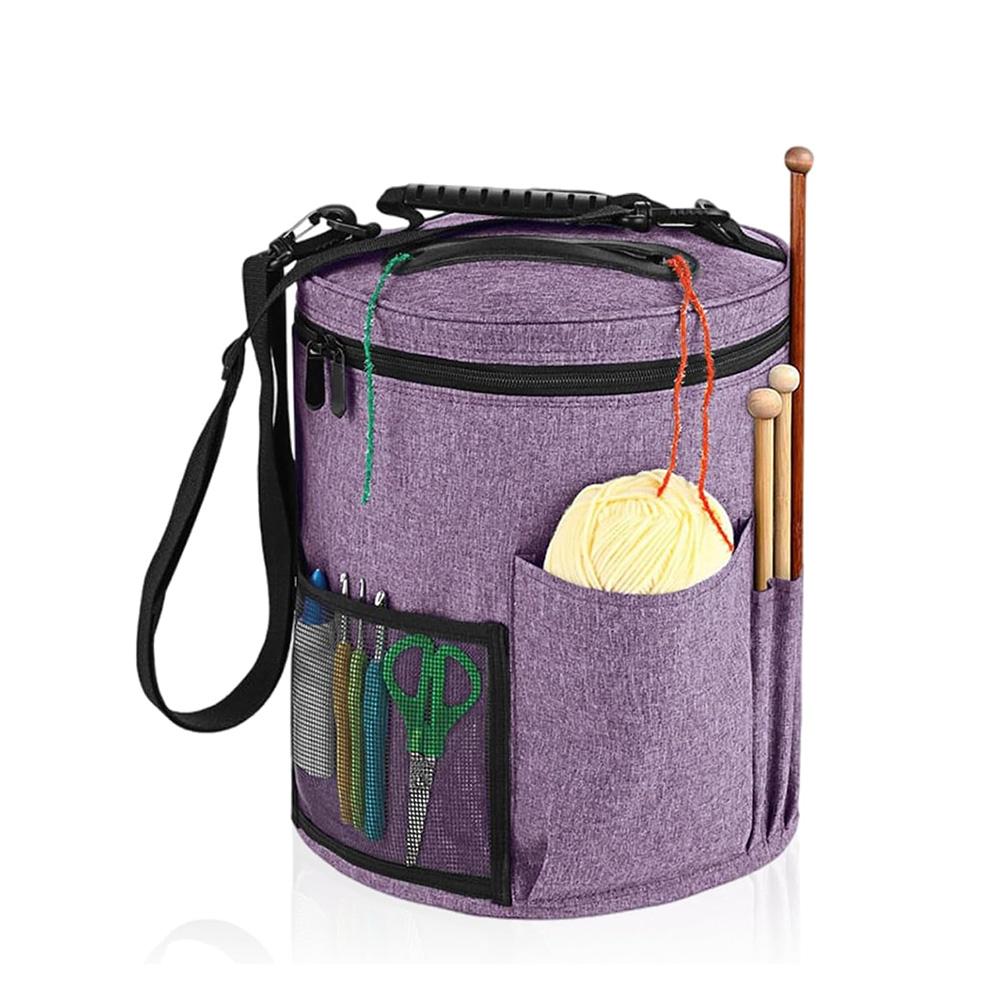 Aufbewahrungstasche für Strickwerkzeuge, Garn-Häkel-Organizer, Tragetasche, großes Fassungsvermögen, tragbar, mit Fronttasche für Garnnadeln und Haken