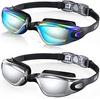 Aegend Swim Goggles 2-Pack No Leaking Anti-Fog UV Protection Mirrored Adult Men Women Wide View Outdoor