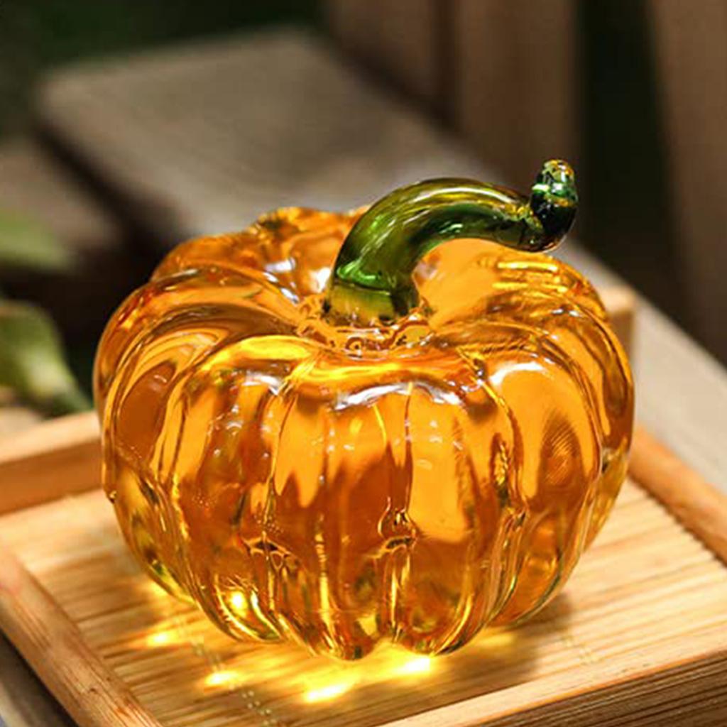 Desktop Paperweight Glass Pumpkin Exquisite Mini Glass Pumpkin Glass Pumpkin Figurines for Fall Harvest Thanksgiving