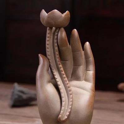 1 st, Buddhas hand Buddhistisk brännare Backflödes rökelsebrännare Använd i hemkontor (Utan rökelse)