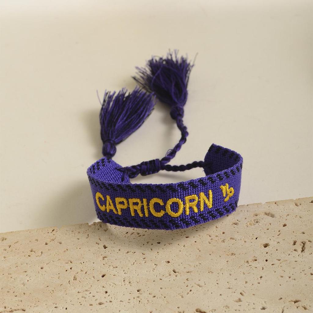 Handmade Constellations Embroidery Bracelet with Ribbon and Tassel