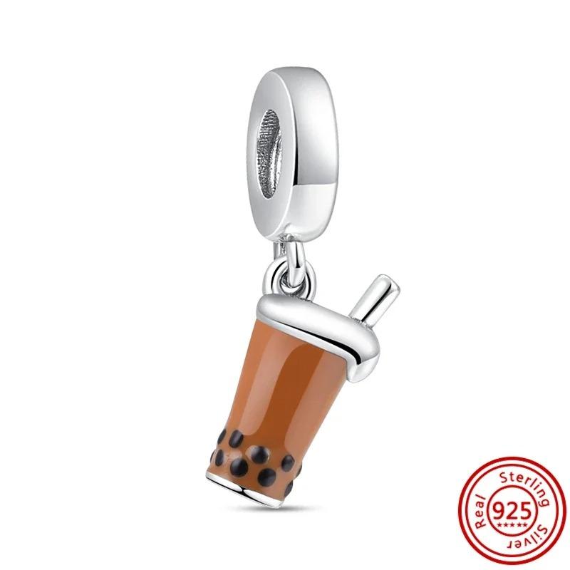 925 Silver Coffee Cup Charm Bead for DIY Bracelets Necklaces Pendants Handmade Jewelry Gift for Women Men