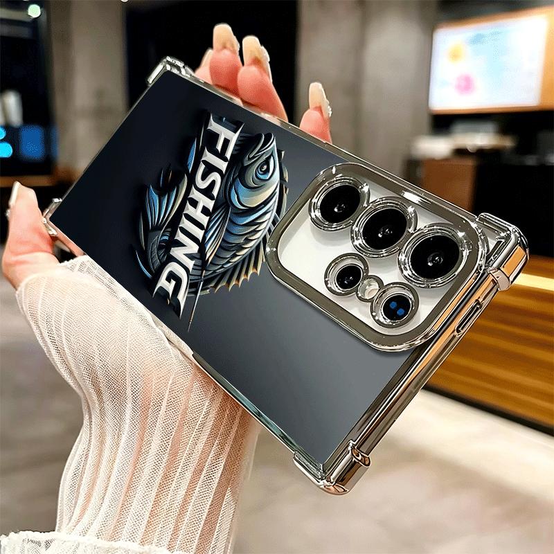 Nash Fishing Fish Mark Plating Phone Case For Samsung Galaxy S24 S25 FE S26 Edge S23 Ultra S22 S21 Plus S20 Anti-Fall Airabag Co