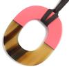 Excellent Necklace Ism Bicolor Pendant Wood Beige Pink Buffalo Horn Women Used