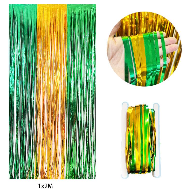 Color-Block Tinsel Curtain 1x2m - Festive Background for Christmas, Halloween, and Birthdays