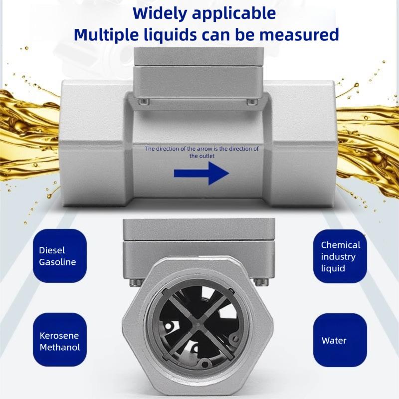 1inch Electronic Turbine Flow Meter High Accuracy Stainless Steel Turbine Flowmeter DN25 for Water Diesel Gasoline Kerosene Fuel