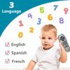Kids Realistic TV Remote Control with Soft Light and Sound, Early Educational Learning Remote Toy with 3 Different Language, Musical Remote Toy for 6
