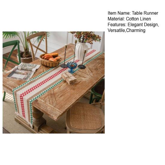 Cotton Linen Table Runner Tassel Table Flag Reusable Holiday Table Decor for Restaurant Dining