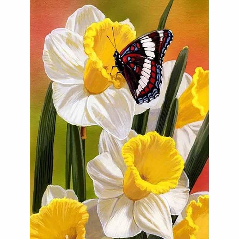 5D DIY Ζωγραφική με Διαμάντια Φρέσκα Λουλούδια Βοοειδή Κέντημα με Διαμάντια Πεταλούδα Σταυροβελονιά Πλήρης Στρογγυλή Τρύπα Διακόσμηση Σπιτιού Δώρο