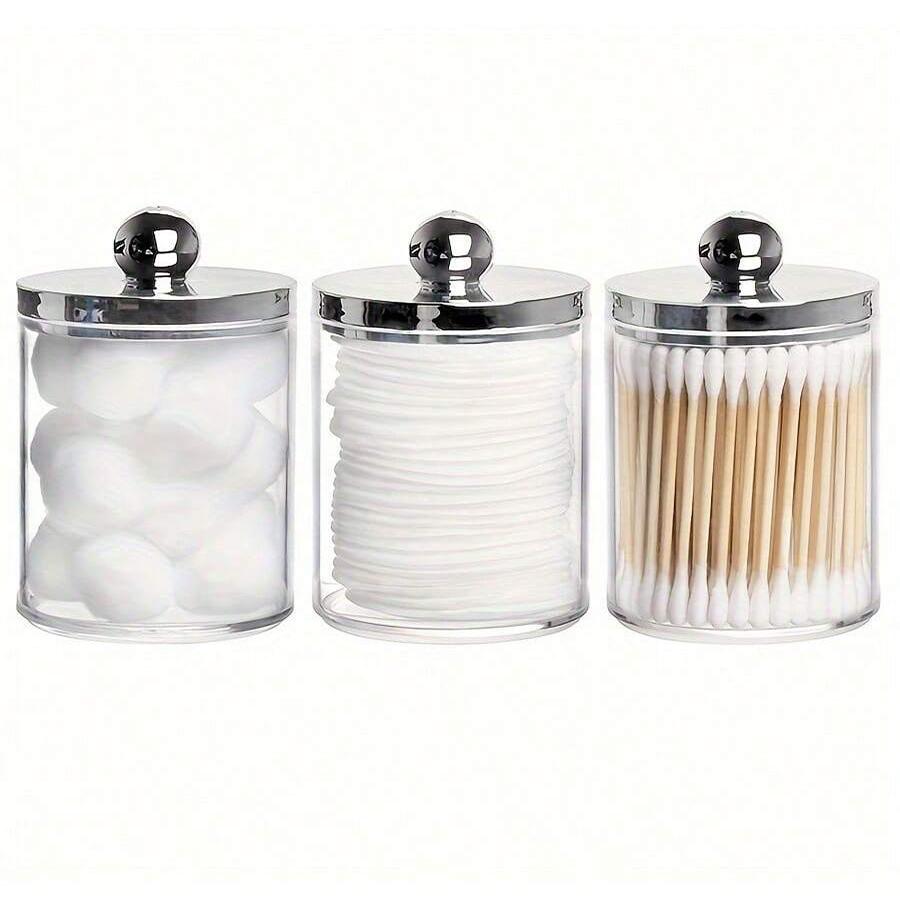 1/2/3pcs Acrylic Qtip Holder Dispenser Storage Box Bathroom Organizer Jars Round Cotton Ball Pad Swab Holder Dispenser Container