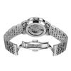 New Skeleton Automatic Mechanical Men Wrist Watches Diamond Cut Crystal Luxury Solid Stainless Steel Band Deployment Clasp