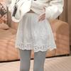 Women Shirt Extender Elastic High Waist Hollow Embroidery Lace Flower Pattern Mini Skirt Solid Color Butt Curtain Extension