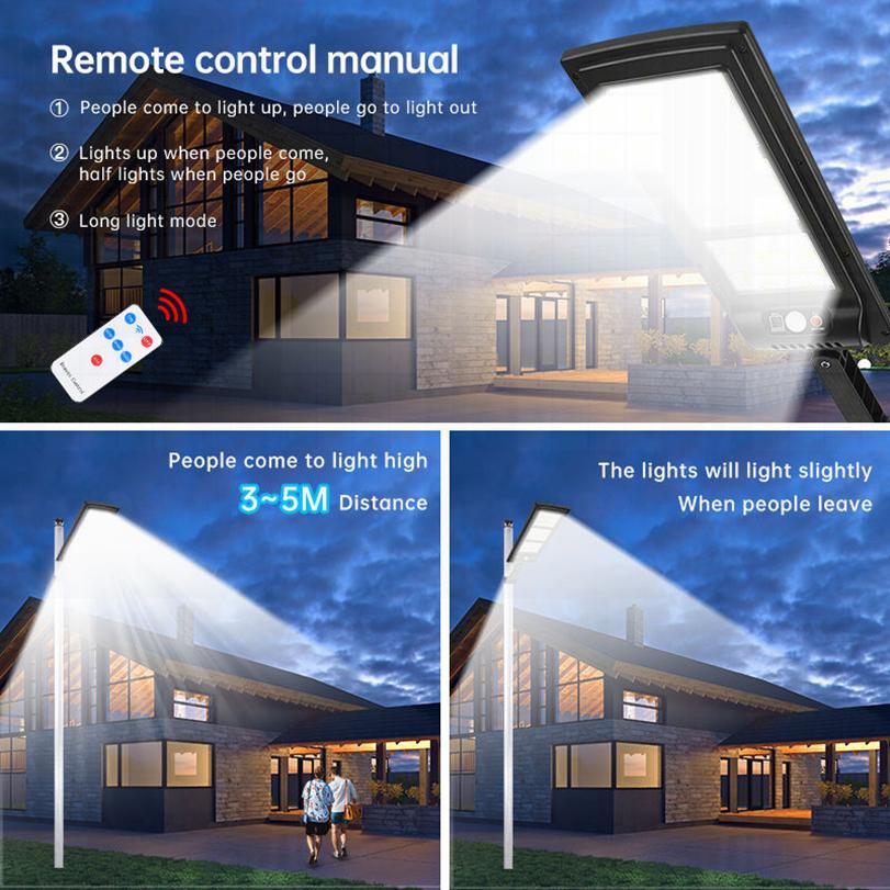 10000LM Solar Led Light Outdoor Most Powerful Outdor Solar Lamp 144 LED 3Mode Remote Control Waterproof Light Garden Street Lamp
