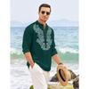 Men’s Cotton Blend Short Kurta with Full Sleeves and Ethnic Neck Design | Casual Crinkle Texture Kurta with Mandarin Collar