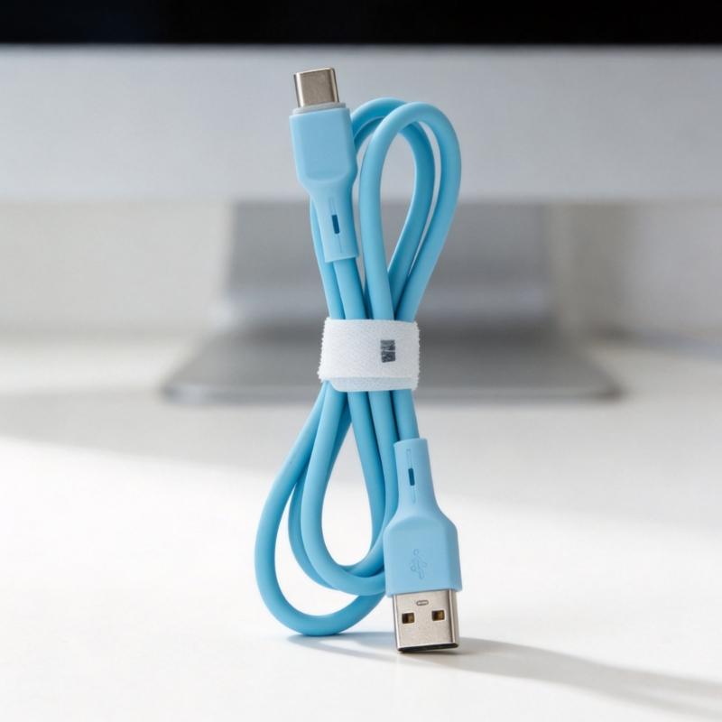 Silicone USB C Charging Cable, USB A to USB C Data Wire Line, 1 Meter Soft Cord for Travel Desk and Bedside Charging