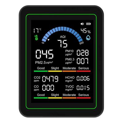 10 In 1 Air Quality Monitor Gas Detector Portable Smartair Quality Tester for CO2 CO TVOC HCHO Temp AQI PM2.5 10 Detect