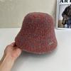 Autumn and winter show small face knitted fisherman hat children versatile big head circumference bucket hat plain basin hat tide