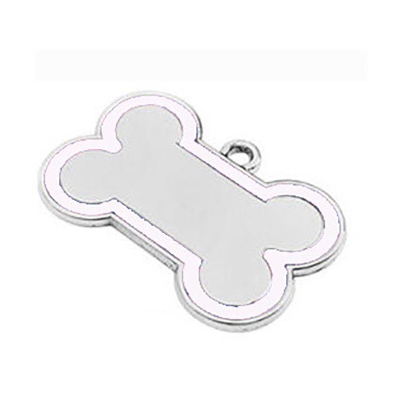 Medium Bone Zinc Alloy Dog Tag: Engravable Pet Collar Charm