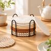 8 Pieces Braided Coaster Washable Set with Metal Storage Rack Reusable Thread Warming Mat