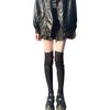 Japanese Women Elastic Over Knee Socks Student Slouch Top Rib Knit Long Stocking