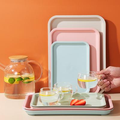 2pcs Scandinavian Style Tray Plastic Household Rectangular Living Room Barbecue Coffee Shop Restaurant Tea Tray
