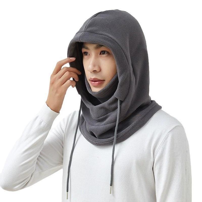 Unisex Winter Balaclava Knit Hood - Windproof Mask with Drawstring, Motorcycle Riding Headgea Warm Knitted Cap Cold Weather
