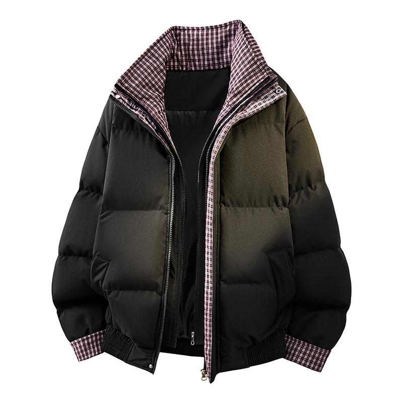 Мужская стеганая хлопковая куртка Осень и зима Толстая теплая с воротником-стойкой Клетчатая Хлебная хлопковая куртка 8XL