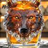 Caraffa in Vetro 300ml Bottiglia per Whisky Forma Testa di Lupo Alta Resistenza Vetro Borosilicato Vino Tappo Ermetico con Design