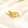 Minimalist Stainless Steel Hollow Geometric Ring for Women Wings Water Drop Shape Wedding Ring Gold-plated Creative Jewelry Gift