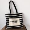 Striped Large Capacity Zipper Canvas Bag