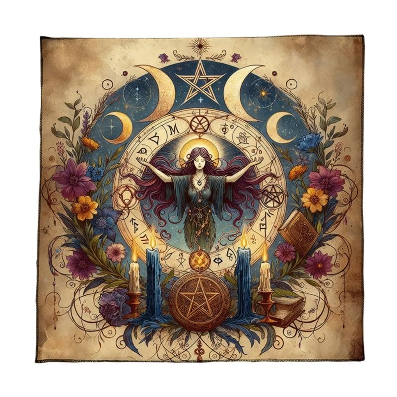 

Скатерть для Таро Многофункциональная Скатерть для Гаданий 50x50/60x60/75x75см Коврик для Настольных Игр Подставка для Карт Скатерть для Алтаря Настольный Коврик 50x50cm