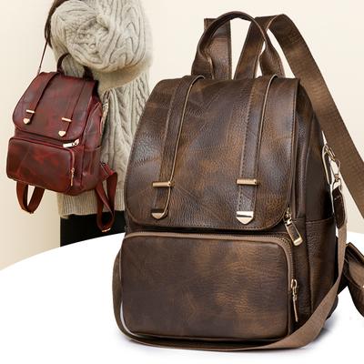 Backpack Women's Bag Fashion Large Capacity Retro Soft Leather Women's Backpack