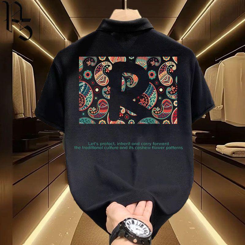 Summer New Style Polo Shirt for Men Youth Trendy Collar Breathable Casual Wear Loose Base T Shirt