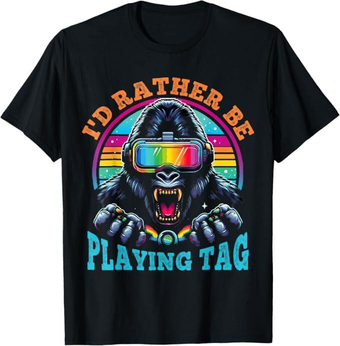 Bruh I'd Rather Playing Gorilla Funny Gorilla VR Gamer Boys T-Shirt