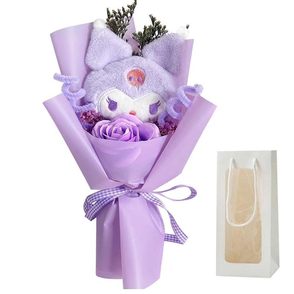 Sanrio Kuromi Cute Plush Creative Artificial Gift with Message Get Well Gift for Entrance Recitals Bouquet, Toy, Popular, Gift, Decorative, Cute,