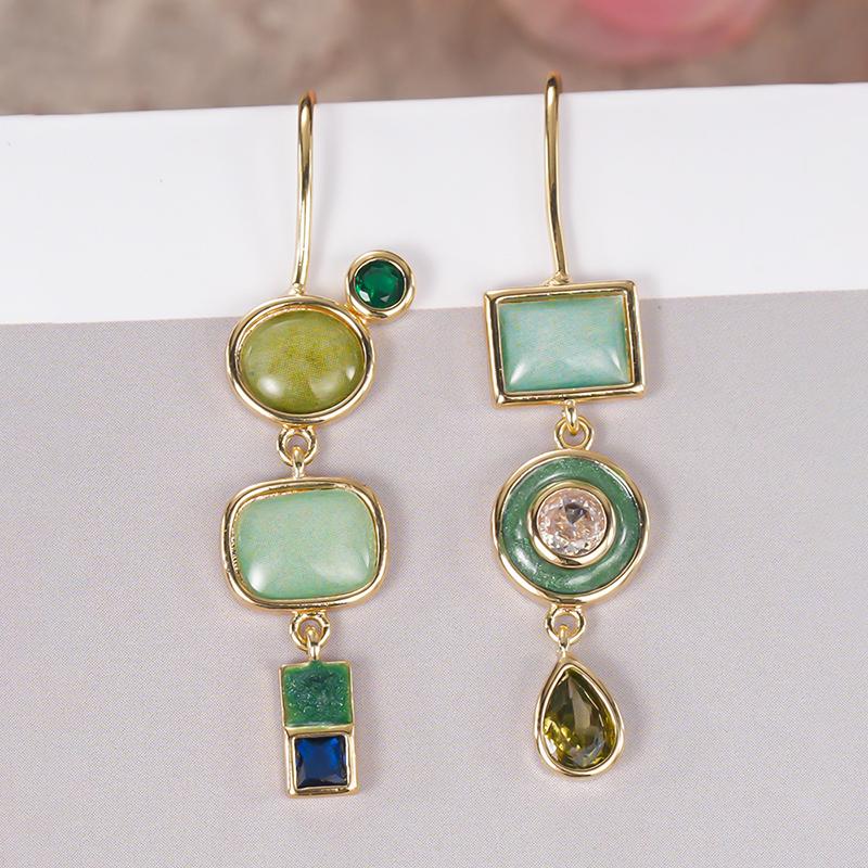 Huitan Fresh Style Women Bohemia Drop Earrings for Daily Party Elegant Charming Accessories Inlaid Shiny CZ Geometric Jewelry 1