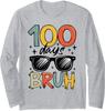 Funny Retro 100 Days Bruh 100 Days of School Long Sleeve T-Shirt