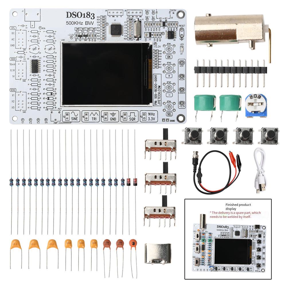 DSO183 DC 5V Digital Oscilloscope Training And Development Kit 0-500kHz Partial Housing DIY Digital Oscilloscope Kit
