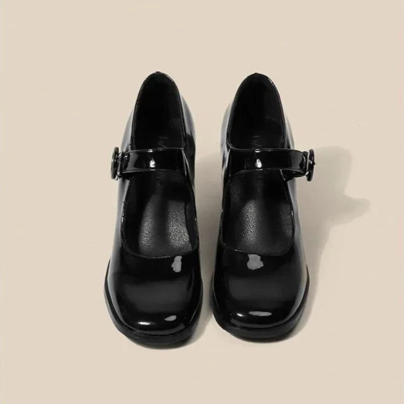 Damskie Buty Moda Mary Jane Buty Jakość Skóra Lakierowana Szpilki But Kwadratowy Nosek Płytkie Usta Pojedyncze Buty Zapatos Mujer