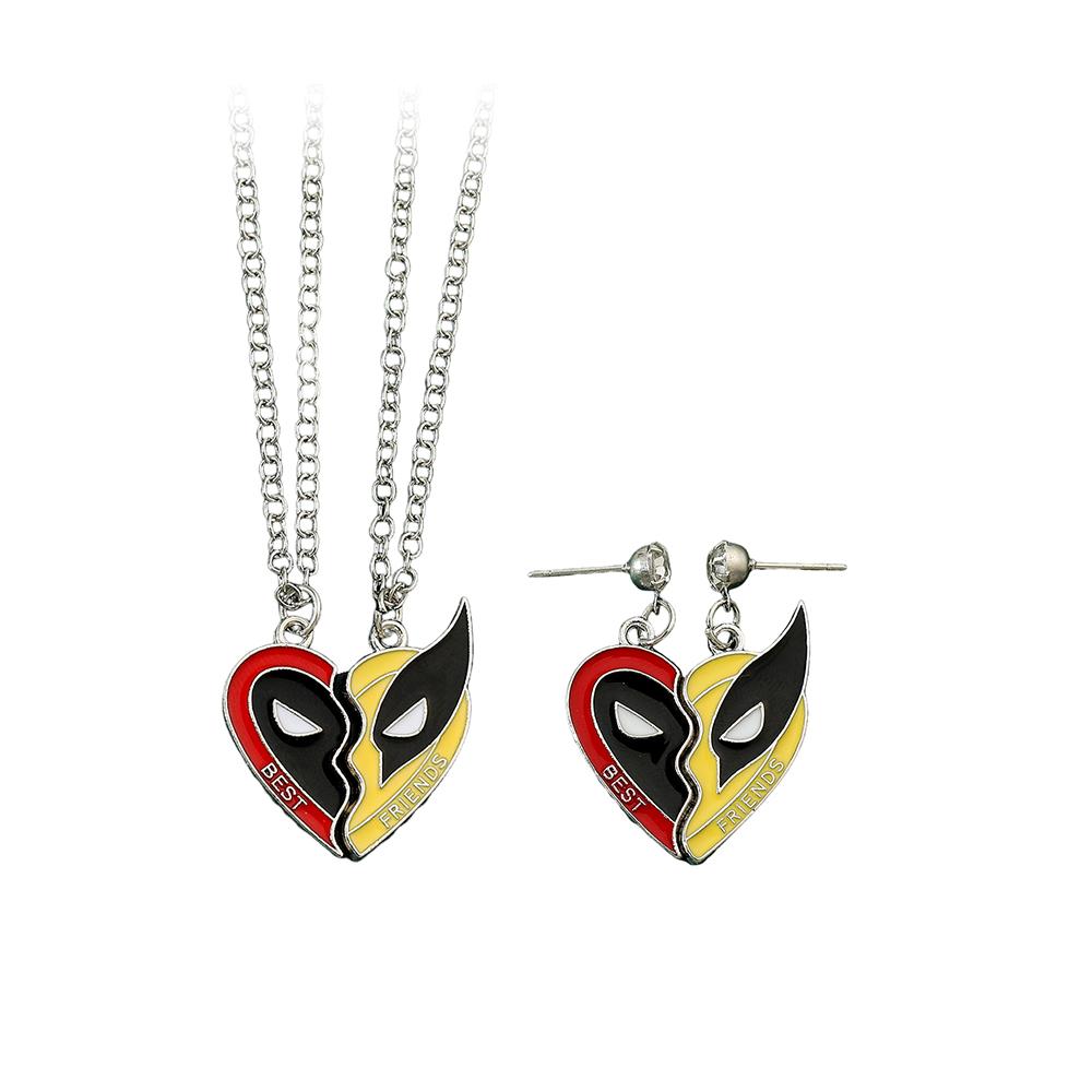 2 st Deadpool Wolverine Cospay Bästa Vänner Halsband Superhjälte Parhalsband Hjärthänge Vänskap Matchande Gåvor